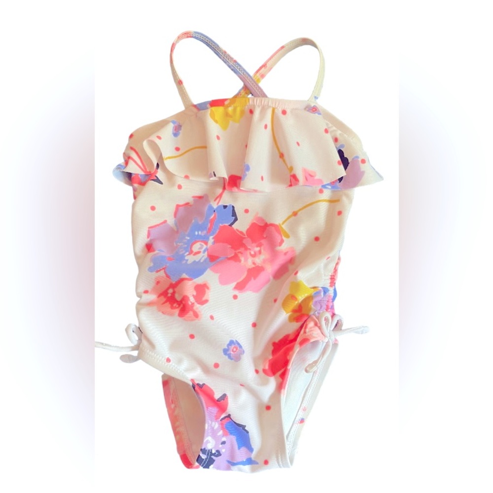 Old Navy 12-18M one piece toddler baby girl floral swimsuit w/ ruffles & bows